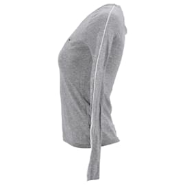 Tommy Hilfiger-Tommy Hilfiger Suéter feminino contrastante em algodão cinza-Cinza