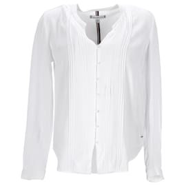 Tommy Hilfiger-Womens Viscose Twill Regular Fit Blouse-White