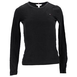 Tommy Hilfiger Camiseta de manga larga ajustada para mujer Negro
