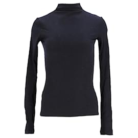 Tommy Hilfiger-T-shirt skinny da donna a maniche lunghe con collo alto-Blu navy
