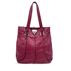 Céline-Pink Purple Leather Tote Shoulder Bag with Spheres-Purple