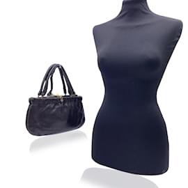 Fendi-Seltene Vintage Handtasche aus dunkelbraunem Nappaleder-Braun