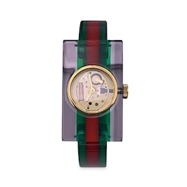 Gucci-Red Green Striped Plexi Web Watch 143.5 Skeleton Dial-Green