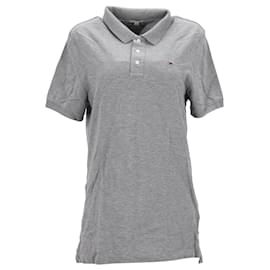 Tommy Hilfiger-Camisa polo masculina original em piquê-Cinza