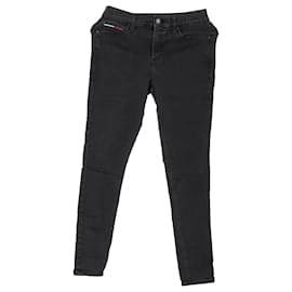 Tommy Hilfiger-Calça jeans feminina skinny com cintura média e stretch-Preto