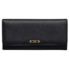 Fendi-Logo Crayons Continental Wallet-Black