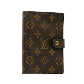 Louis Vuitton-Louis Vuitton Monogram Agenda PM Capa para caderno de lona R20005 em boa condição-Marrom