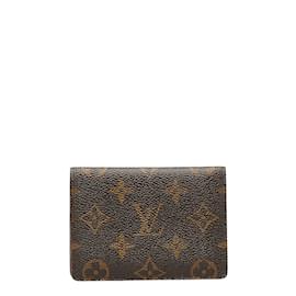 Louis Vuitton-Louis Vuitton Monogram Canvas Estojo para cartão vertical Estojo para cartão em lona M60533 em boa condição-Marrom