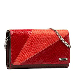 Céline-Leather Tricolor Wallet on Chain-Red