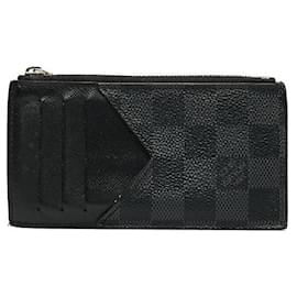 Louis Vuitton-Louis Vuitton Damier Porta-cartões de grafite Estojo de lona N64038 em boa condição-Preto