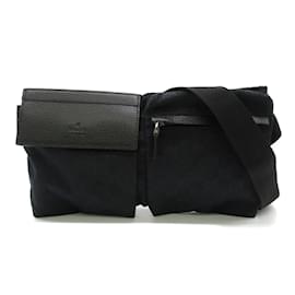 Gucci-GG Canvas Double Pocket Belt Bag 28566-Black