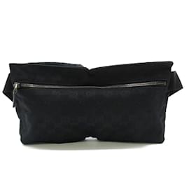 Gucci-GG Canvas Double Pocket Belt Bag 28566-Black