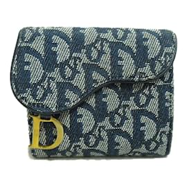 Dior-Oblique Jacquard Saddle 5 Bifold Wallet-Blue