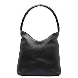 Gucci-Leather Bamboo Hobo Bag 001 3244-Black
