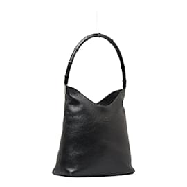 Gucci-Leather Bamboo Hobo Bag 001 3244-Black
