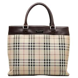 Burberry-Burberry Nova Check Tote Bag  Canvas Tote Bag in Good condition-Brown