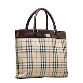 Burberry-Burberry Nova Check Tote Bag  Canvas Tote Bag in Good condition-Brown