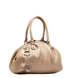 Gucci-Leather Sukey Tote Bag  223974-Brown