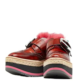 Prada-Prada Espadrille Fourrure Chaussures Cuir Autre en Bon état-Marron