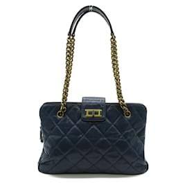 Chanel-Chanel Crinkled Calfskin Reissue Tote Bag Leather Tote Bag A66817 in Fair condition-Blue