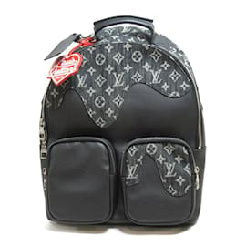 Louis Vuitton-LV x Nigo Leather Monogram Denim Multipocket Backpack M45973-Black