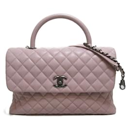 Chanel-Mittelgroße Tasche mit Kaviar-Coco-Griff-Pink