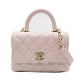 Chanel-CC Caviar Quilted Small Handle Flap Bag AS2215-Pink