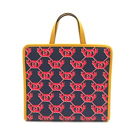 Gucci-Dreifarbige, ineinandergreifende G-Schnecken-Einkaufstasche für Kinder 606000-Rot