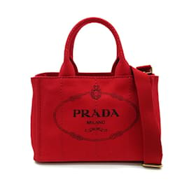 Prada-Canapa-Logo-Einkaufstasche 1BG439-Rot