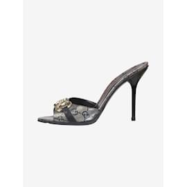 Gucci-Silver Princetown buckle monogram heels - size EU 40.5-Silvery