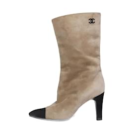 Chanel-Neutral pointed toe suede boots - size EU 36.5-Other