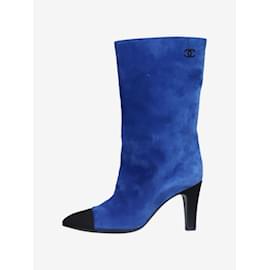 Chanel-Blue suede pointed toe boots - size EU 36.5-Blue