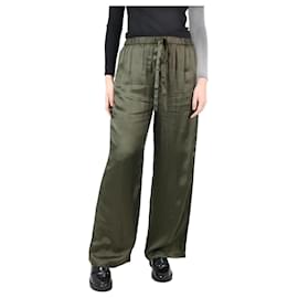 Aspesi-Khaki satin trousers - size UK 10-Green