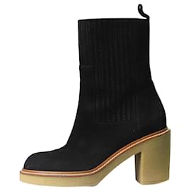 Hermès-Black suede boots - size EU 37-Black