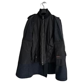 Prada-Coats, Outerwear-Black,Dark grey