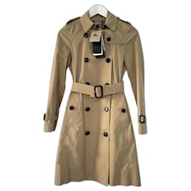 Burberry-Burberry trench coat model “the Kensington” Honey long heritage-Brown,Beige,Light brown,Camel