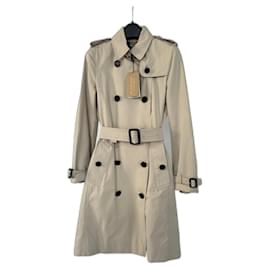 Burberry-Trench coat Burberry modelo “the Kensington” herança de pedra-Cru,Creme,Fora de branco