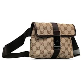 Gucci-Gucci Brown GG Canvas Belt Bag-Brown,Beige