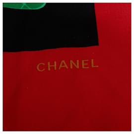 Chanel-Sciarpa con stampa borsa con patta Chanel rossa classica Matelasse-Rosso