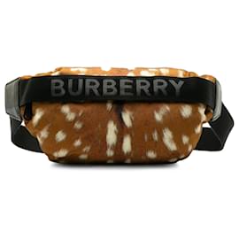 Burberry-Riñonera de nailon con logo estampado de Burberry en marrón-Castaño