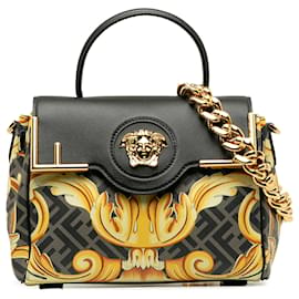 Fendi-Fendi Black x Versace Fendace La Medusa Satchel-Black