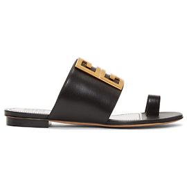 Givenchy Black Grained Leather Slip-On Sandals Black