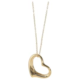 Tiffany & Co-TIFFANY & CO. Elsa Peretti Open Heart Pendant in 18k yellow gold-Silvery,Metallic