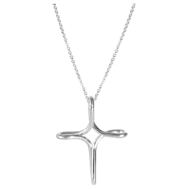 Tiffany & Co-TIFFANY & CO. Elsa Peretti Infinity-Kreuz-Anhänger aus Sterlingsilber an einer Kette-Silber,Metallisch