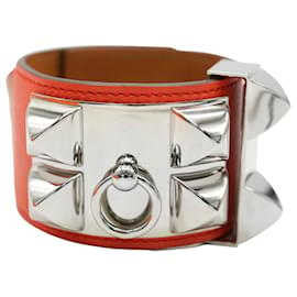 Hermès-Pulsera Hermès Collier de Chien Capucines bañada en paladio-Plata,Metálico