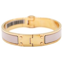 Hermès-Hermes Charniere Uni Narrow Hinged Bracelet In Rose Candeur-Golden,Metallic