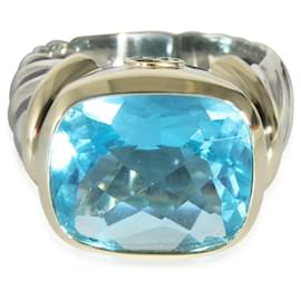 David Yurman-David Yurman Noblesse Blue Topaz Ring in Yellow Gold/sterling silver-Silvery,Metallic