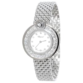 Chopard-Chopard feliz diamante 204407-1003 relógio feminino 18ouro branco kt-Prata,Metálico