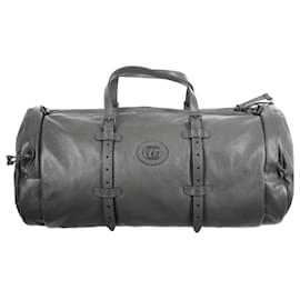 Gucci-Gucci Grey Leather Tonal lined GG Large Duffle-Grey