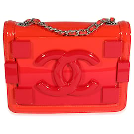 Chanel-Chanel Red Quilted Patent Leather & Plexi Boy Brick Flap Bag-Red